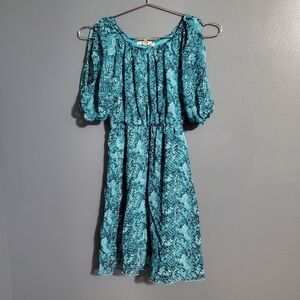 Speechless Blue Off-Shoulder Puff Split Sleeve Dress Girls Size 12